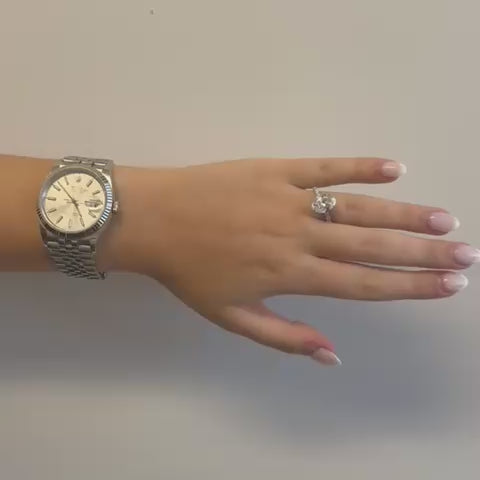 Lab Grown Diamond (3.50 ct.) Oval Cut Hidden Halo Pave' Band Engagement Ring in 14K Gold