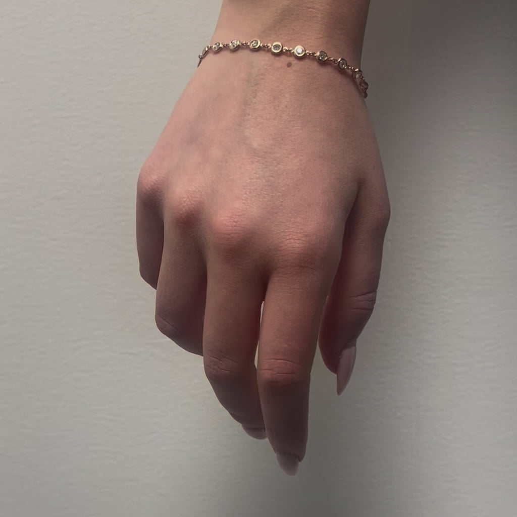 19 Stone Diamond By The Yard Bracelet (2.00 ct.) Bezel Set in 14K Gold