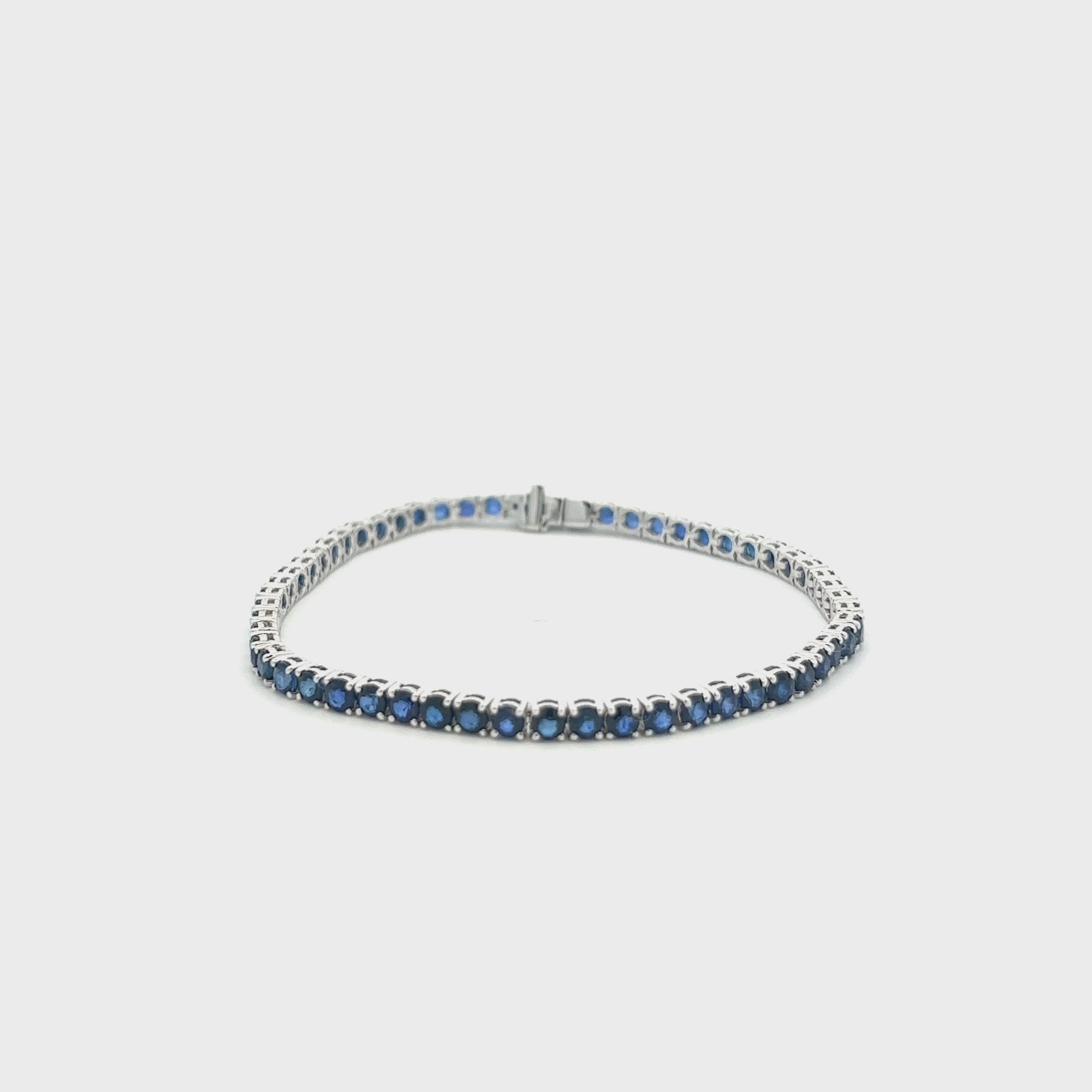 Blue Sapphire Tennis Bracelet (7.29 ct.) 3.00 mm 4-Prongs Setting in 18K Gold