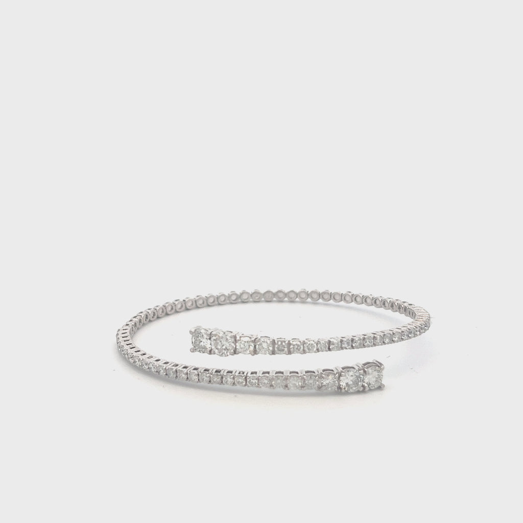 Ready to Ship Spiral Flexible Graduated Diamond Bangle Bracelet (3.50 ct.) 4-Prongs Setting in 14K Gold