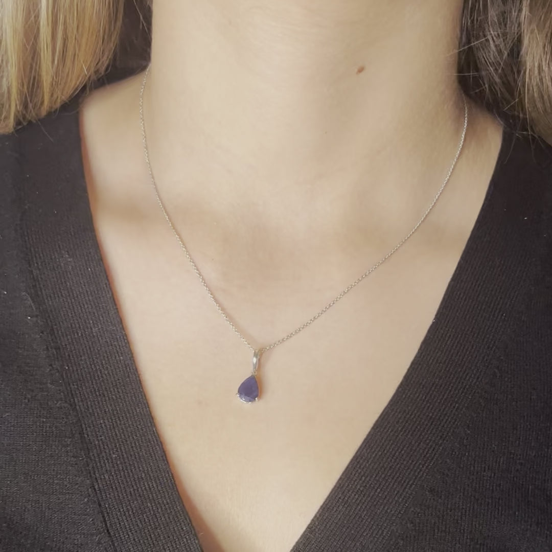 Pear Shape Blue Sapphire Necklace (2.50 ct.) in 14K Gold