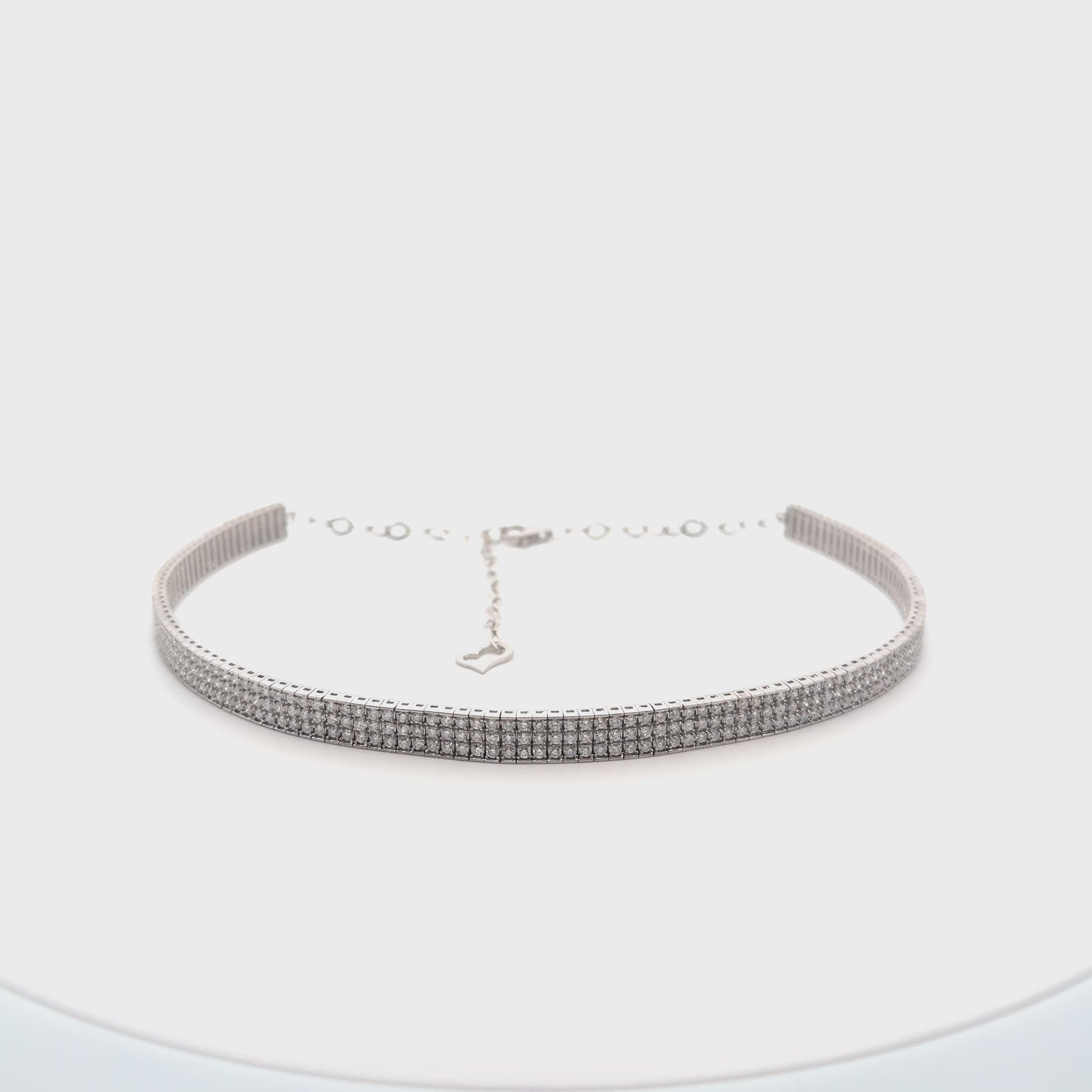 Triple Diamond Choker Necklace (6.00 ct.) 4-Prong Setting in 14K Gold
