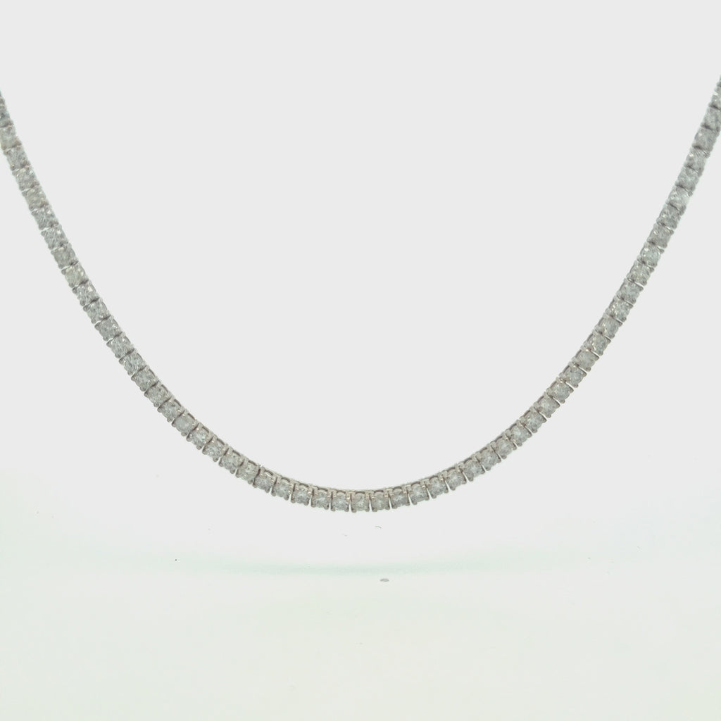 Diamond Tennis Necklace (12.50 ct.) 3 mm 4-Prongs Setting in 14K Gold