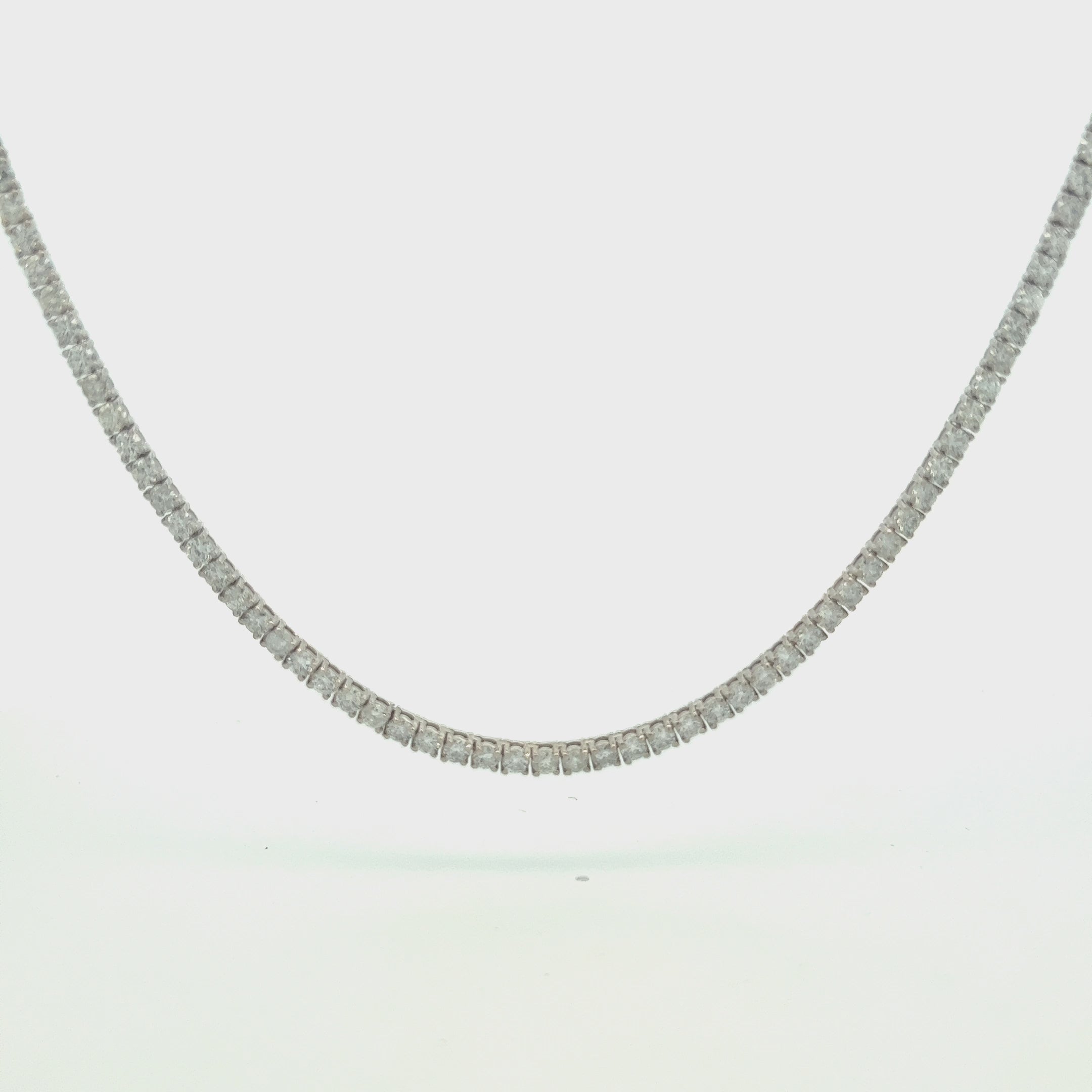 Diamond Tennis Necklace (12.50 ct.) 3 mm 4-Prongs Setting in 14K Gold