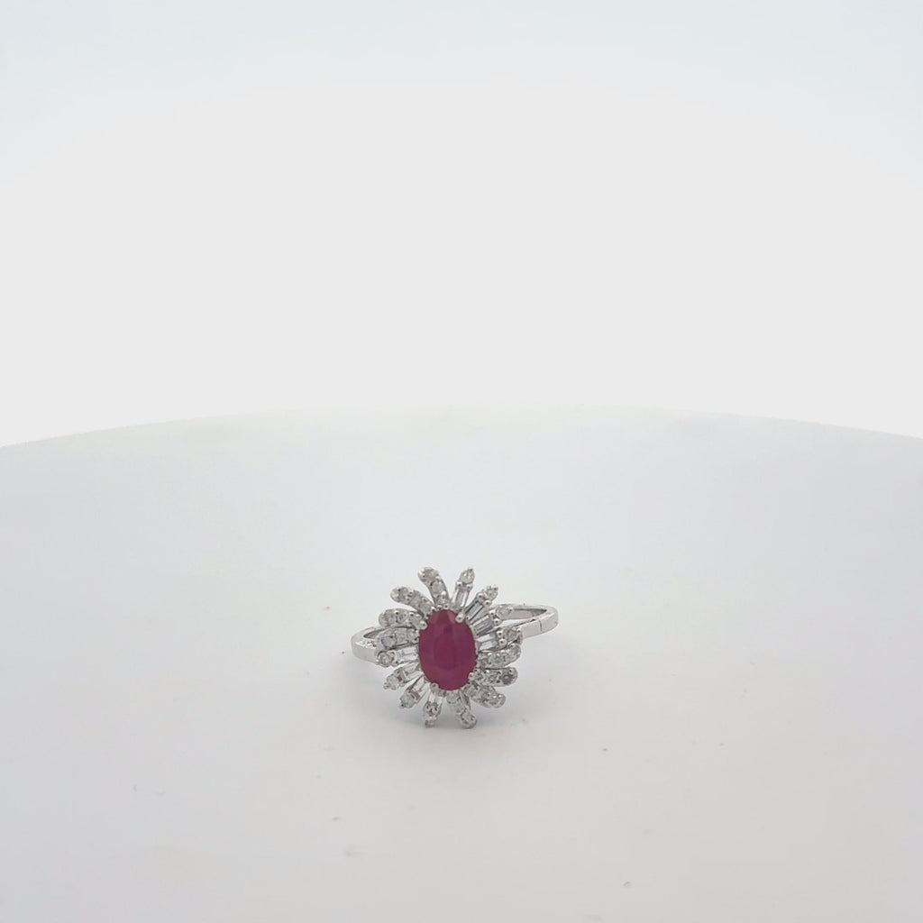 Oval Cut Ruby & Diamond Cocktail Ring (1.30 ct.) in 14K Gold