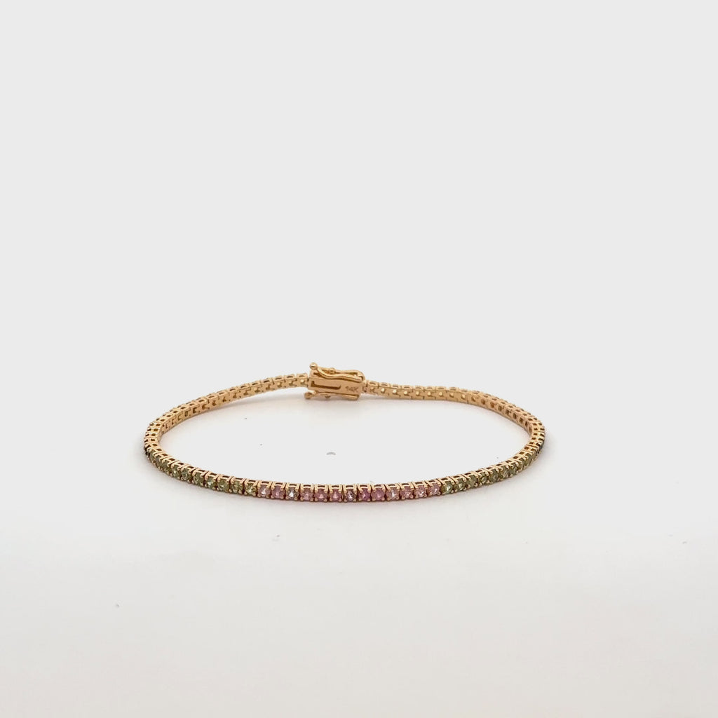 Multicolor Rainbow Sapphire Tennis Bracelet (3.60 ct.) in 14K Gold