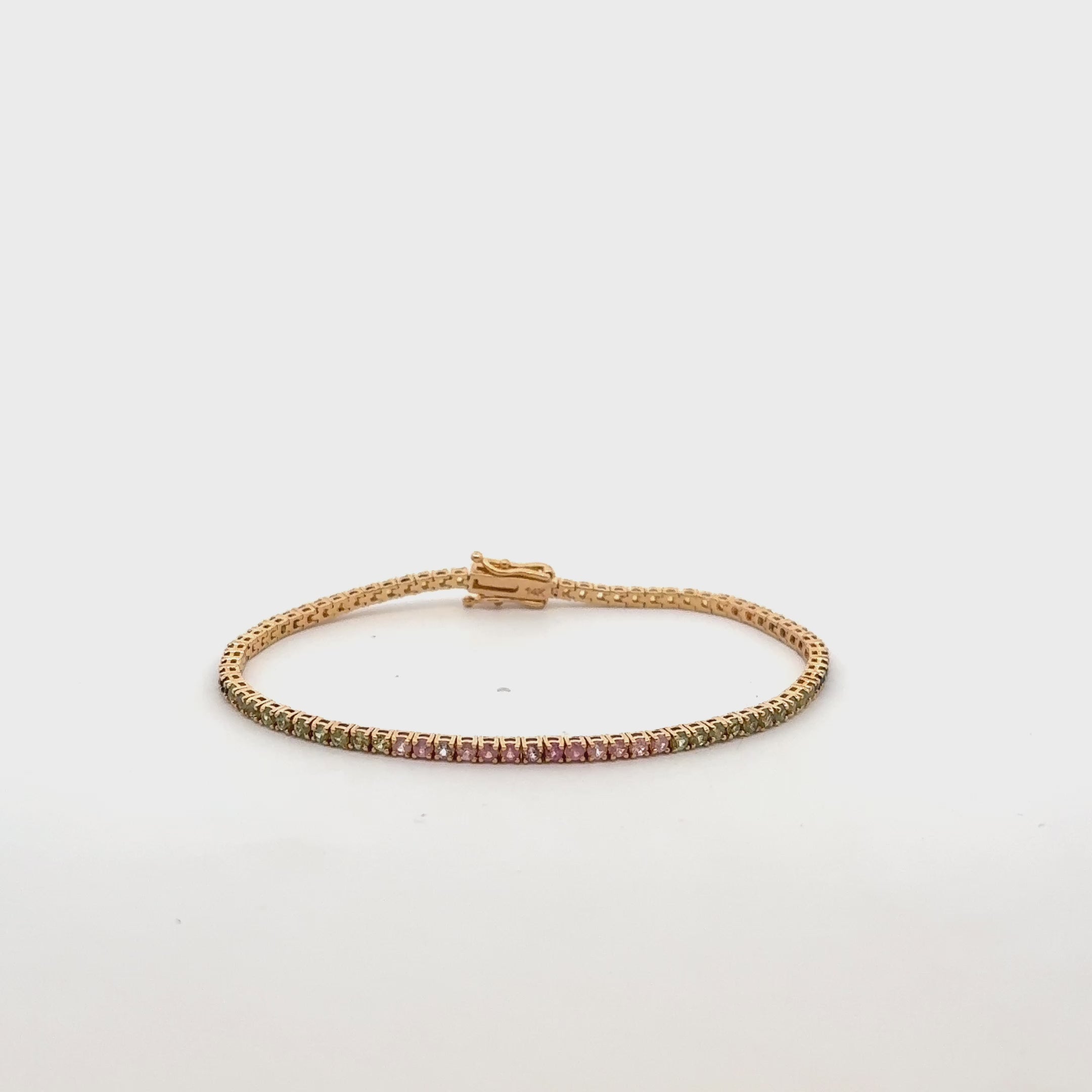 Multicolor Rainbow Sapphire Tennis Bracelet (3.60 ct.) in 14K Gold