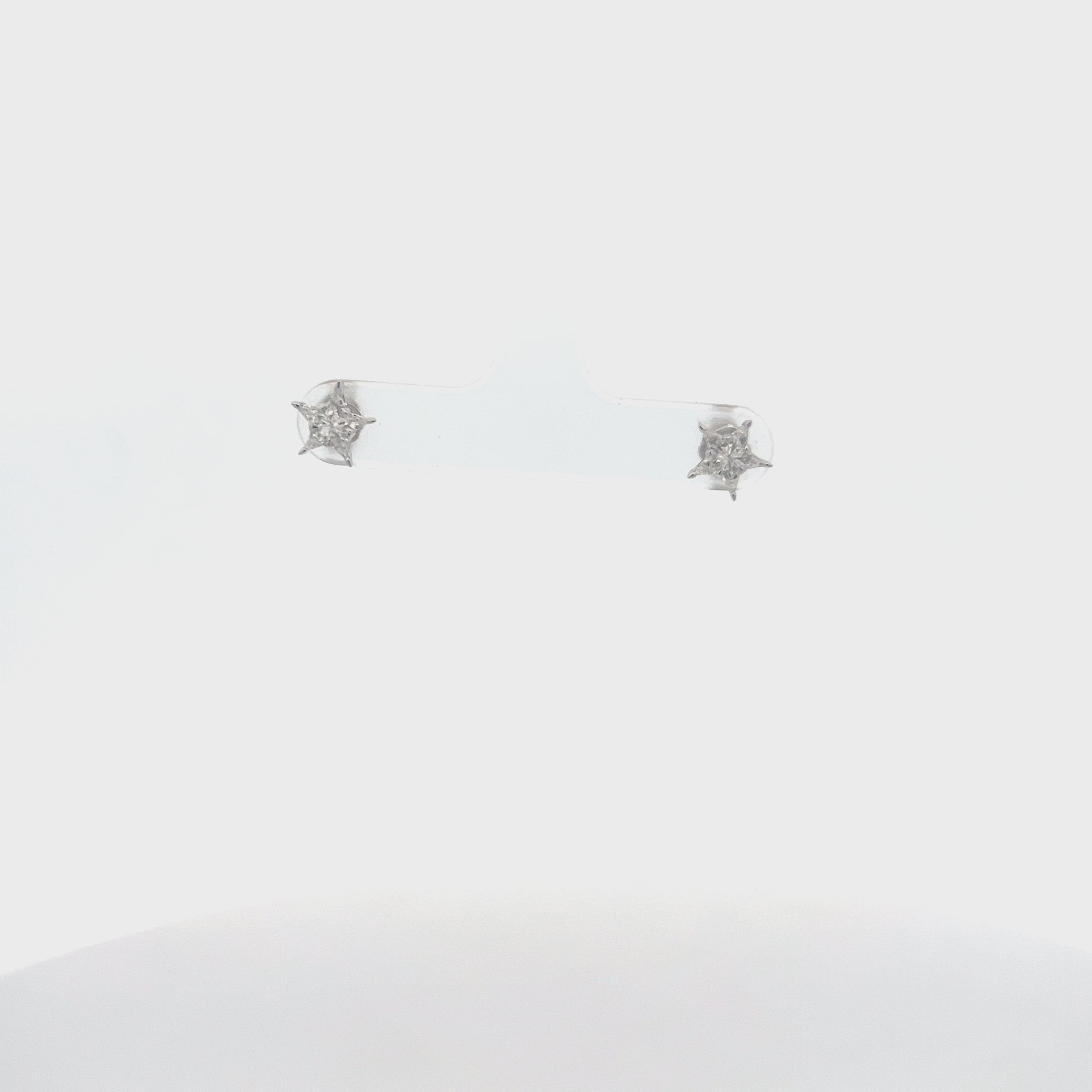 Pie Cut Diamond Star Shape Earrings (0.36 ct.) in 14K Gold