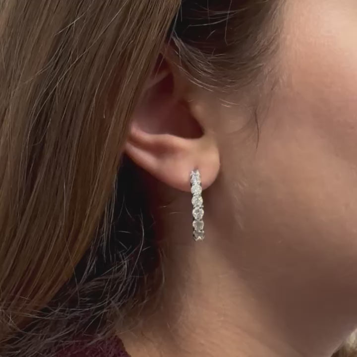 Diamond Inside-Out 1.00'' Hoop Earrings (4.00 ct.) 2.8 mm in 14K Gold