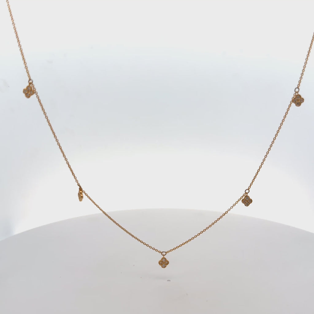 7 Flowers Dangle Diamond Station Necklace (0.35 ct.) in 14K Gold