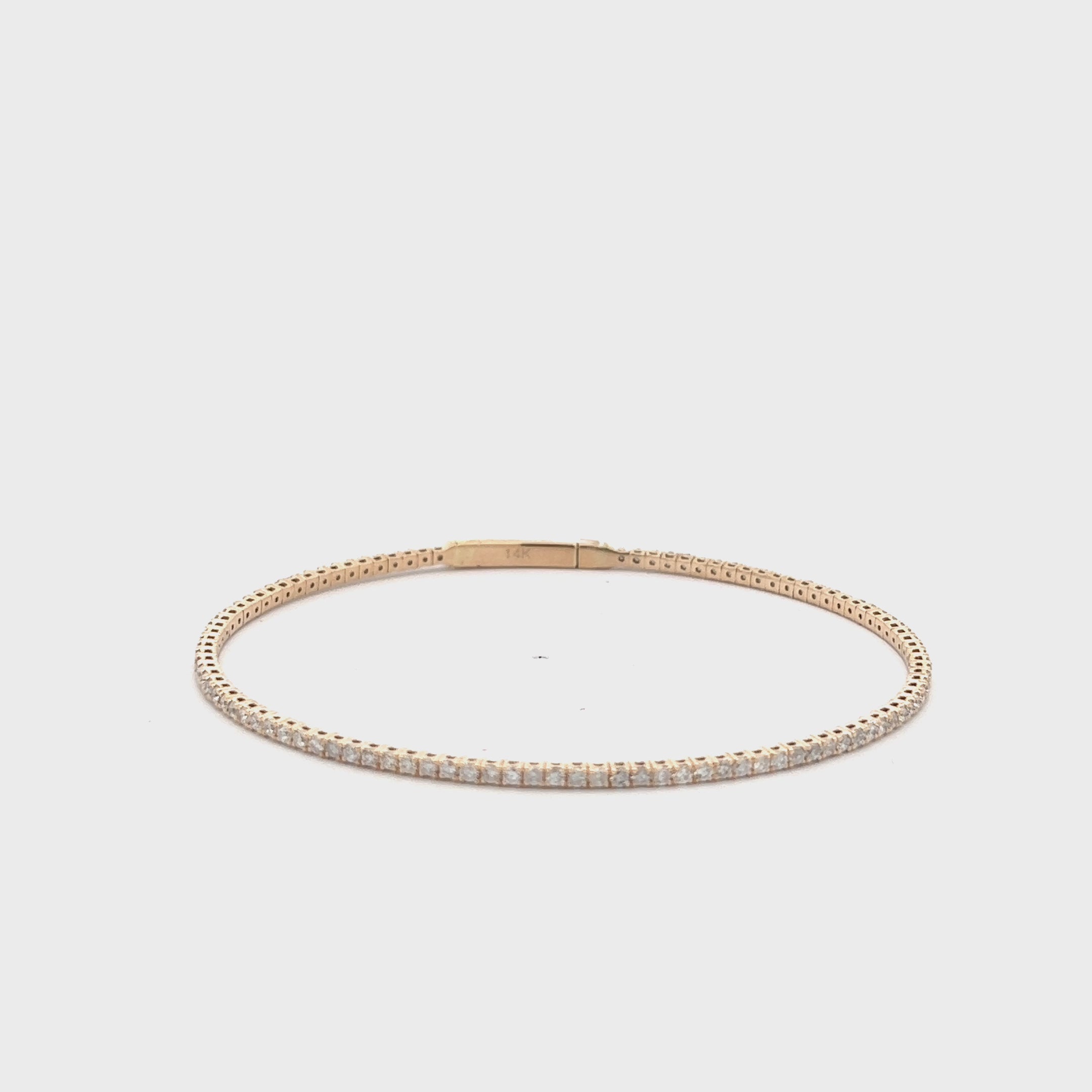 Flexible Diamond Thin Stackable Bangle Bracelet Cuff (1.75 ct.) in 14K Gold