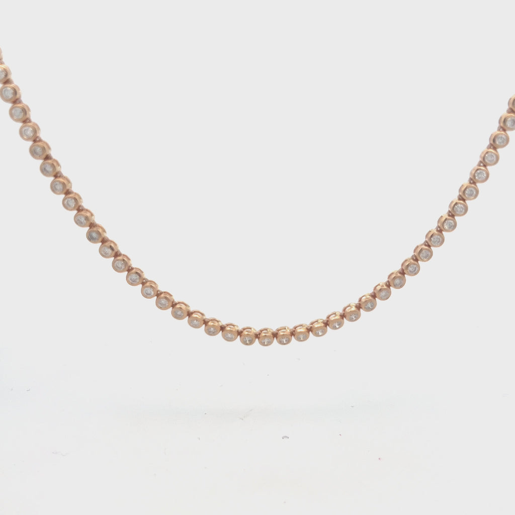 Diamond Tennis Necklace (5.50 ct.) 3.80 mm Bezel Setting in 14K Gold