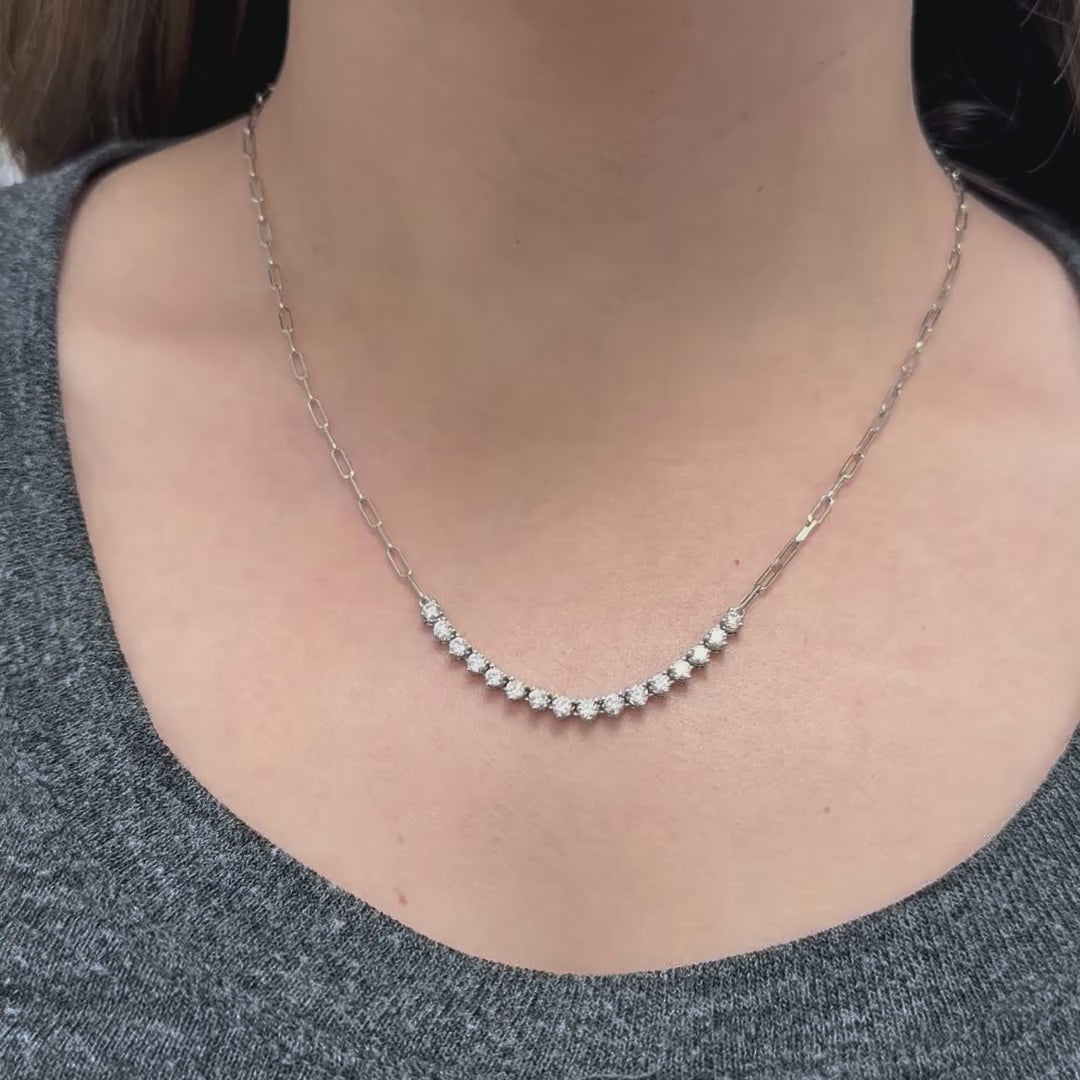 One Of A Kind Paper Clip Chain 3-Prongs Diamond Necklace (1.30 ct.) in 14K Gold