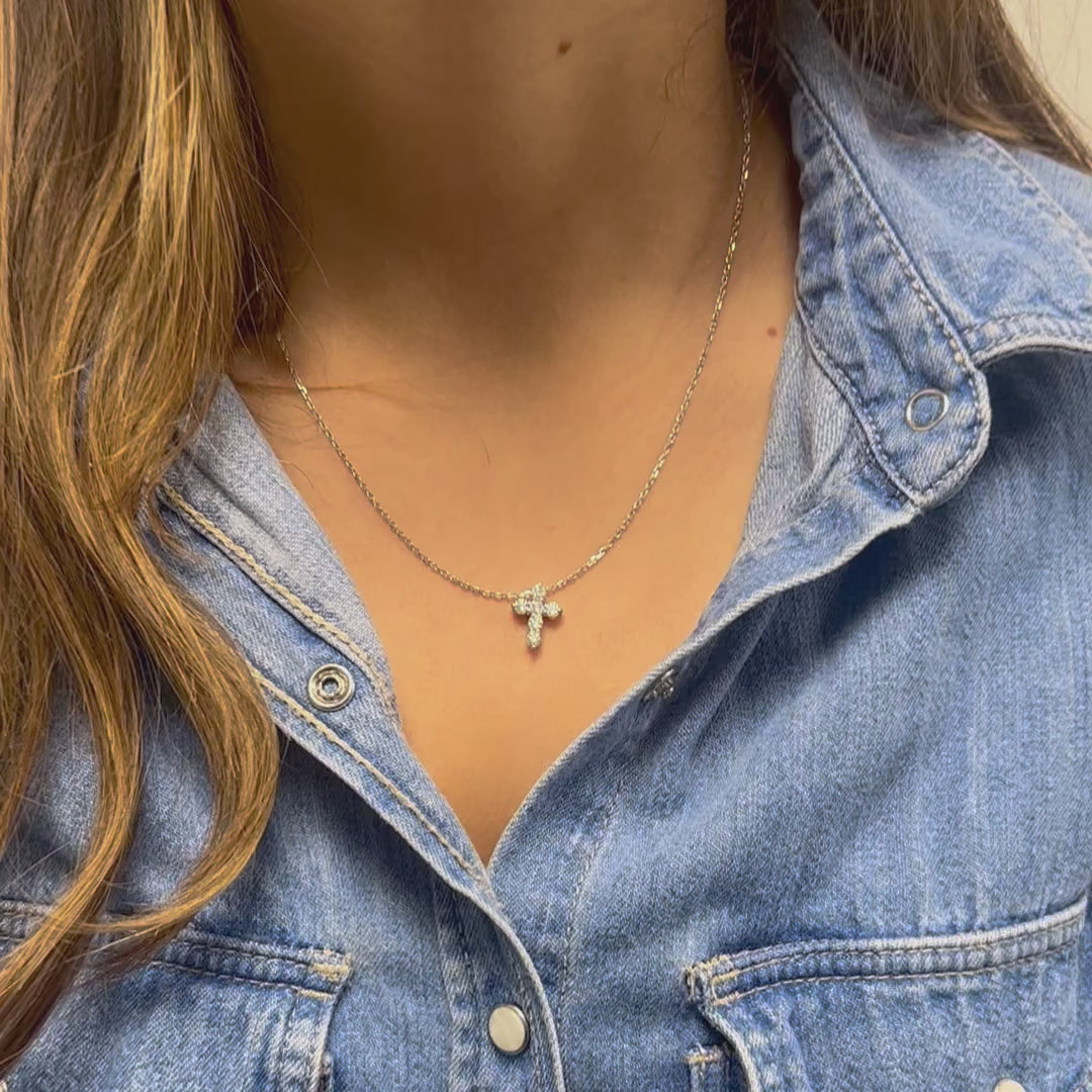 Diamond Cross Necklace (0.75 ct.) in 14K Gold