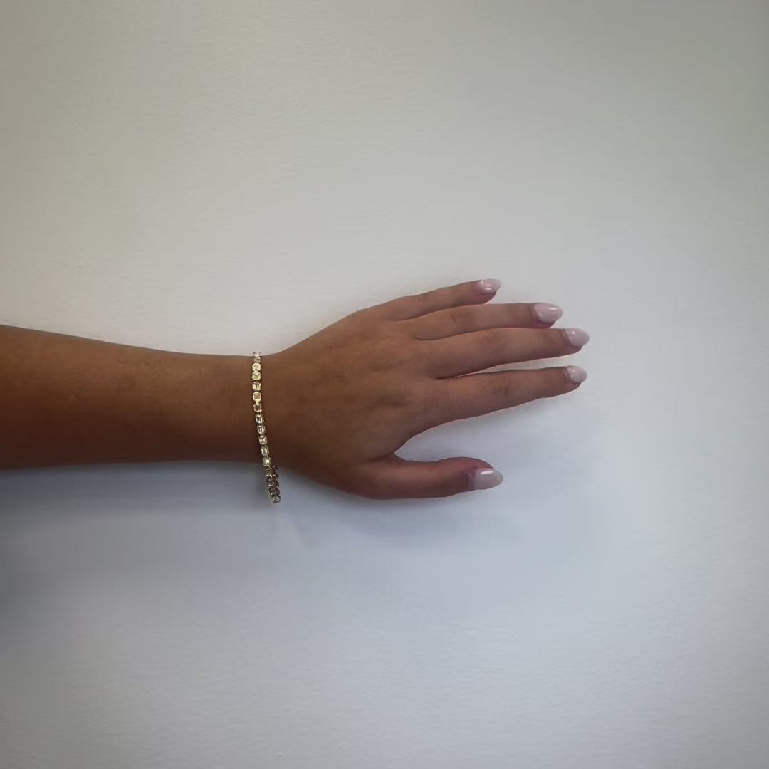 Emerald Cut Diamond Tennis Bracelet (5.31 ct.) Bezel Set in 18K Gold