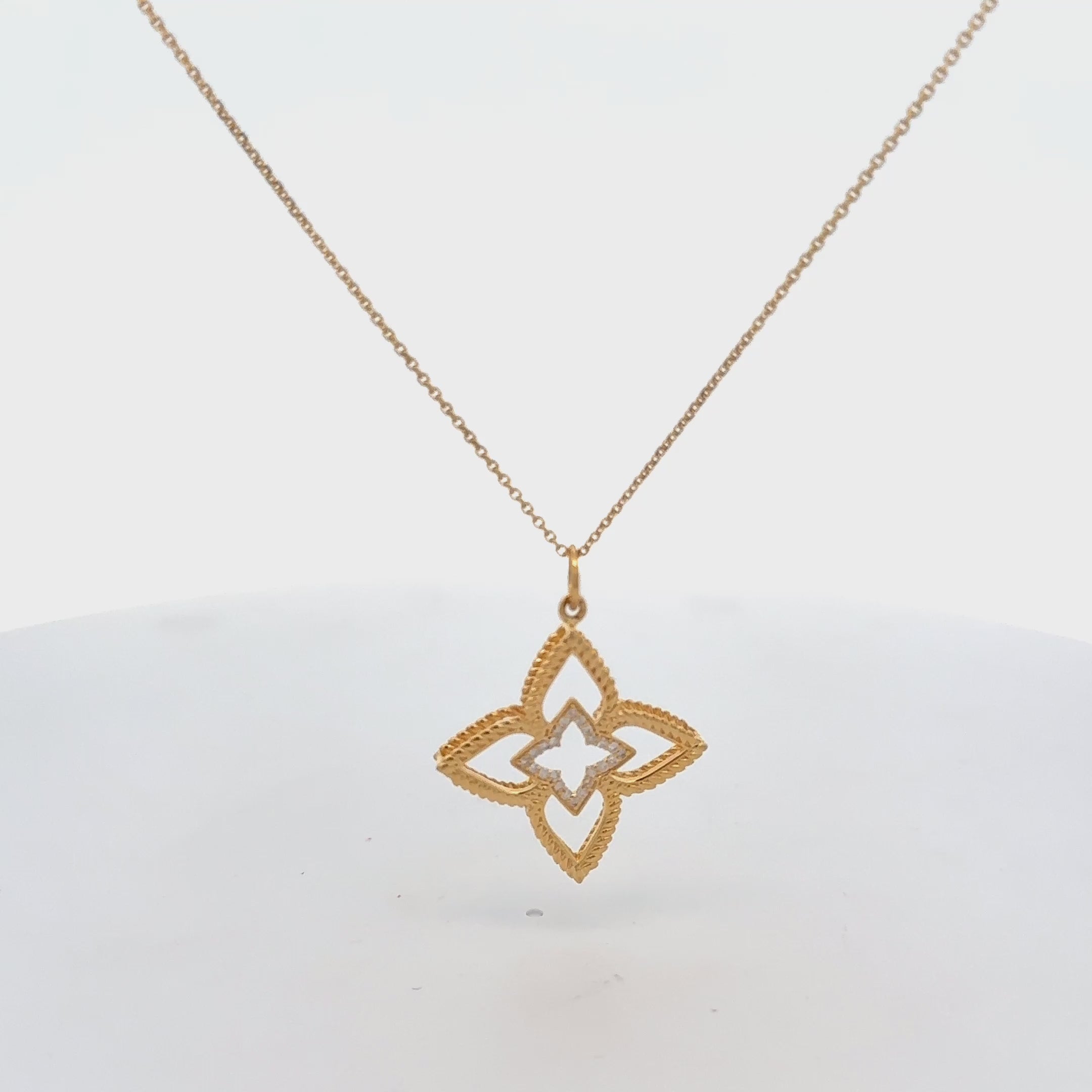 Diamond Floral/Flower Pendant Necklace (0.10 ct.) in 14K Gold