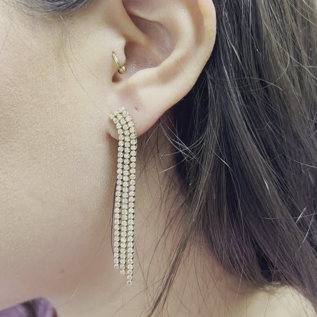 Triple Line Drop Diamond Tennis Earrings (2.00 ct.) in 14K Gold