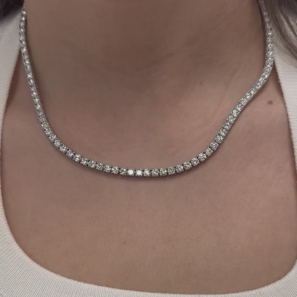 Lab Grown Diamond Tennis Necklace (17.00 ct.) 3.50mm 4-Prongs Setting in 14K Gold