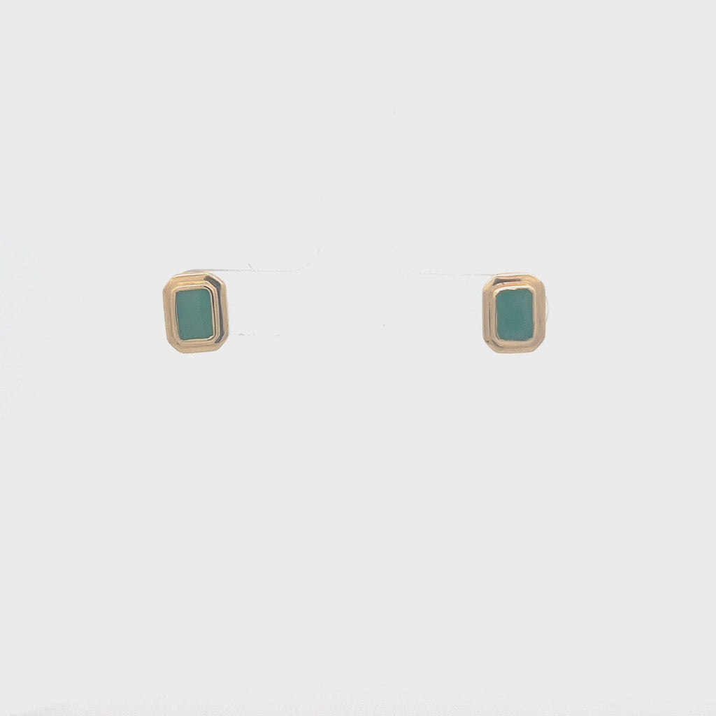 Emerald Cut Emerald Studs Bezel Setting Earrings (1.30 ct.) in 14K Gold