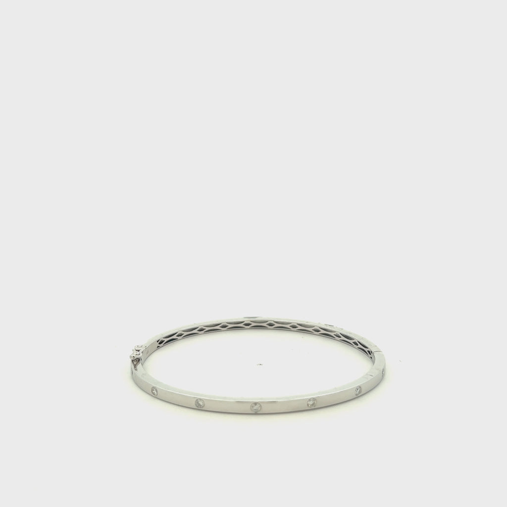 Inlay Diamond Stackable Square Tube Bangle Bracelet Cuff (0.30 ct.) in 14K Gold