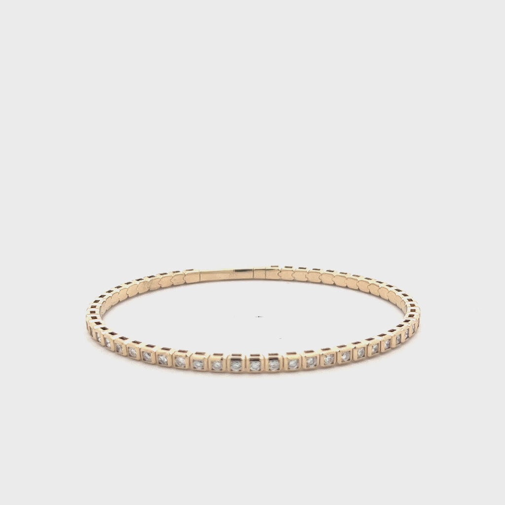Diamond Square Bezel Flexible Bangle Bracelet (2.00 ct.) in 14K Gold