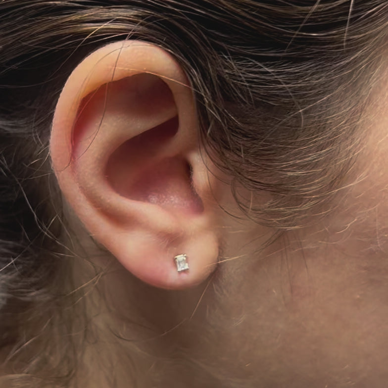 Emerald Cut Diamond Micro Studs Earrings (0.20 ct.) in 14K Gold