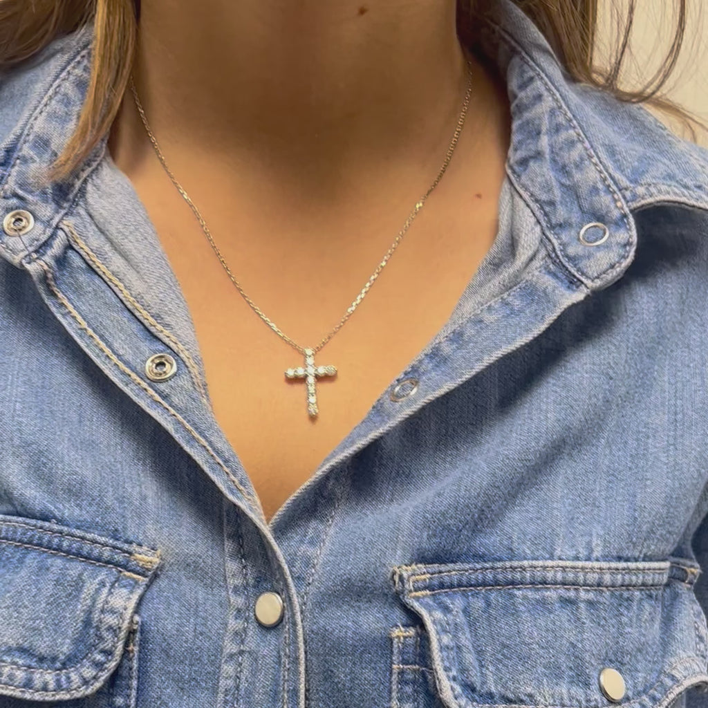 Diamond Cross Necklace (1.25 ct.) in 14K Gold