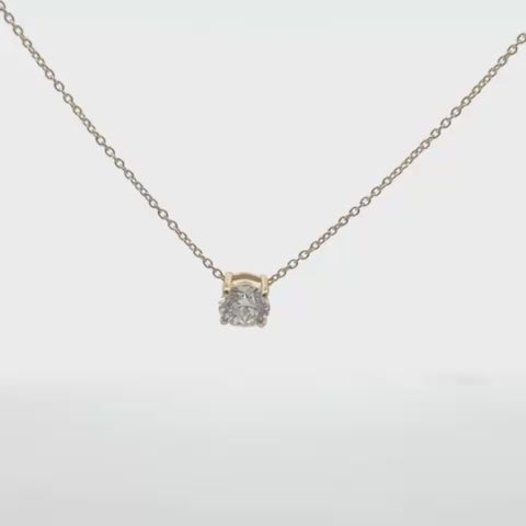 Lab Grown Diamond (0.50 Carats) Round Cut 4-Prongs setting necklace in 14K Gold