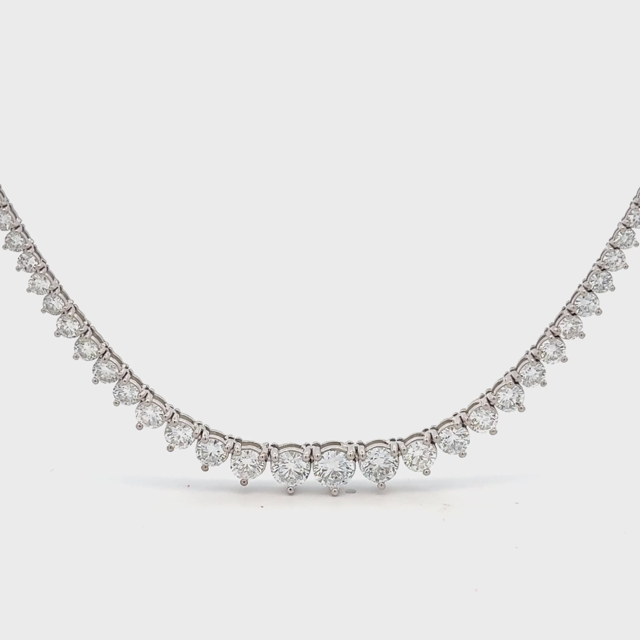 Lab Grown Riviera Diamond Tennis Necklace (10.00 ct.) 2.25mm to 5.90mm 3-Prongs Setting in 14K Gold