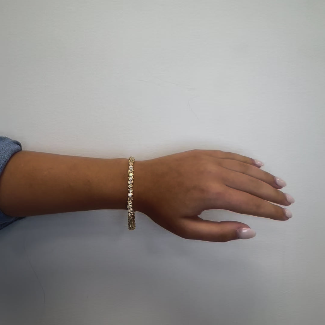 Fancy Multi Shape Diamond Bracelet (7.10 ct.) 4-Prongs Setting in 18K Gold