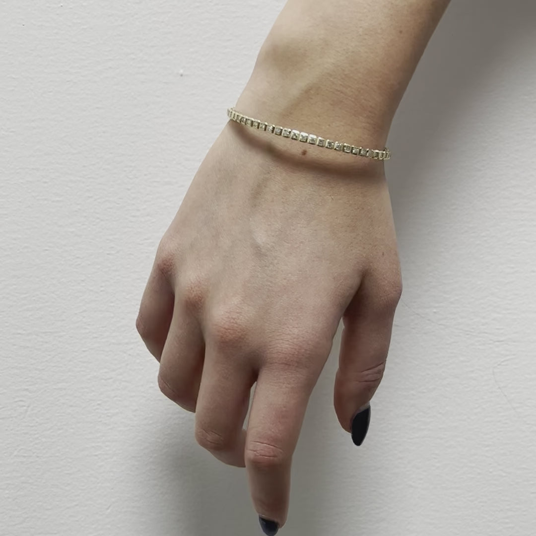 Diamond Square Bezel Flexible Bangle Bracelet (2.00 ct.) in 14K Gold