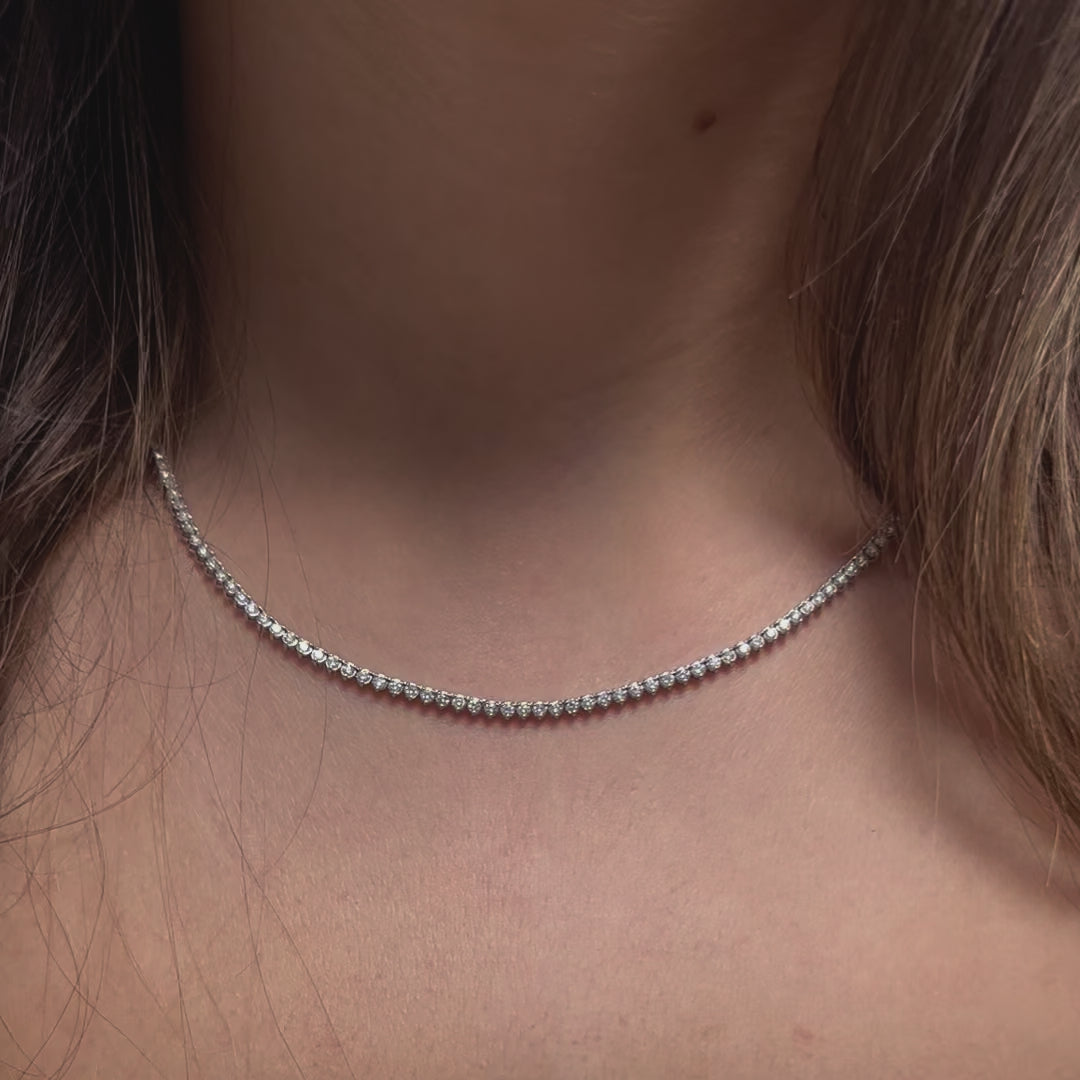 Diamond Tennis Necklace (4.50 ct.) 1.7 mm 3-Prongs Setting in 14K Gold