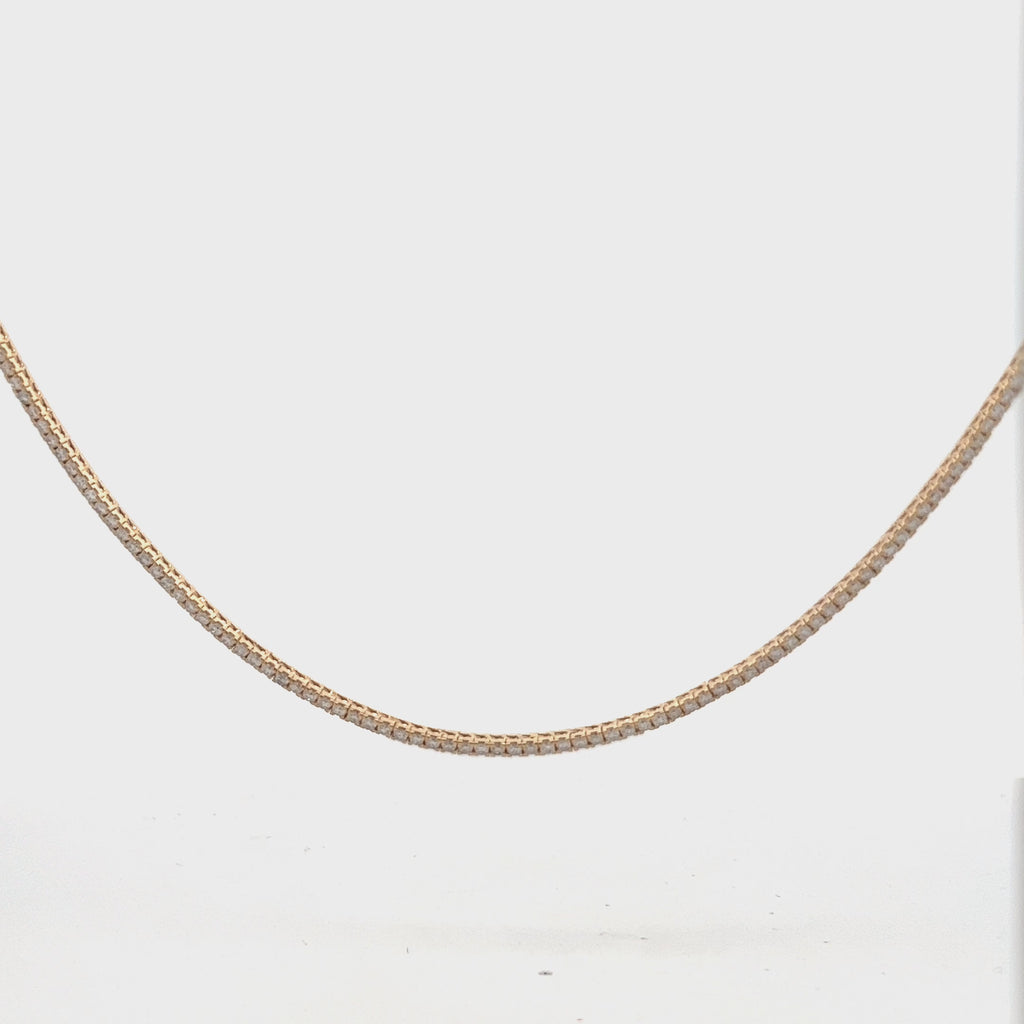 Diamond Tennis Necklace (3.50 ct.) 1.5 mm 4-Prongs Setting in 14K Gold, Made in Italy