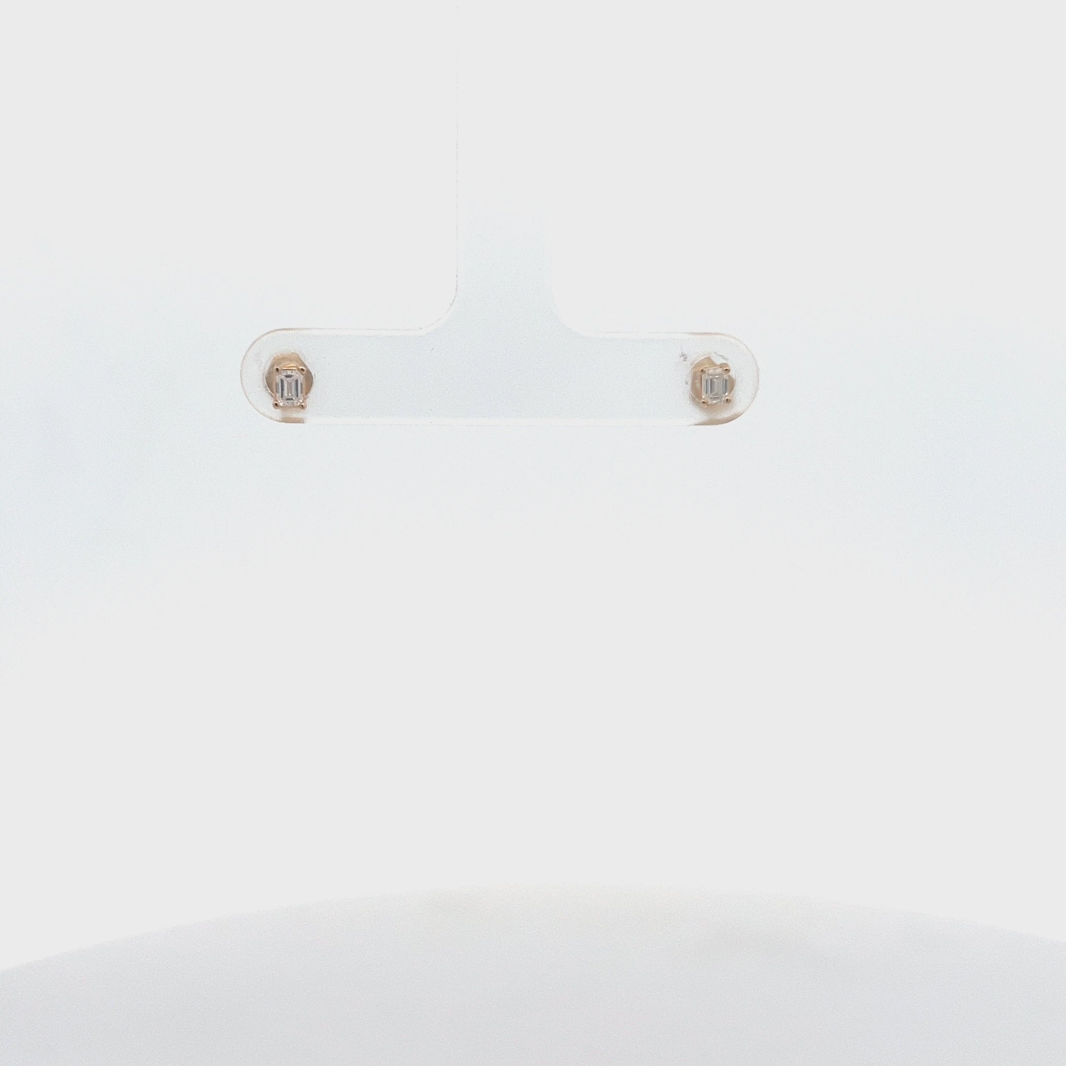 Emerald Cut Diamond Micro Studs Earrings (0.20 ct.) in 14K Gold