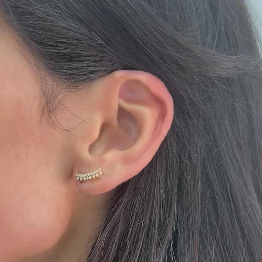 Diamond Curve Climber Earrings (0.20 ct.) in 14K Gold