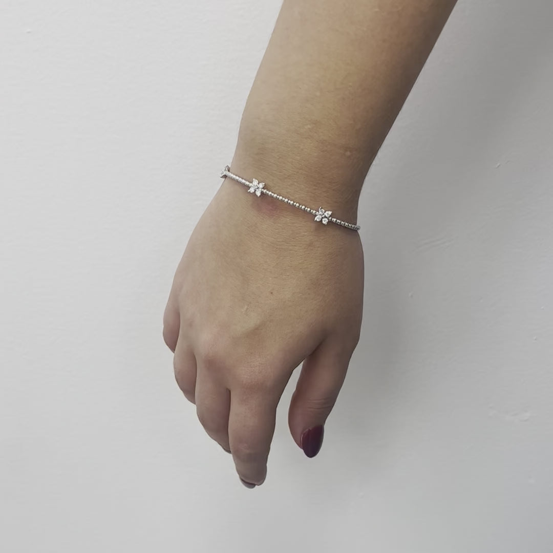 Marquise Flower Diamond Flexible Bangle Bracelet (0.40 ct.) in 14K Gold