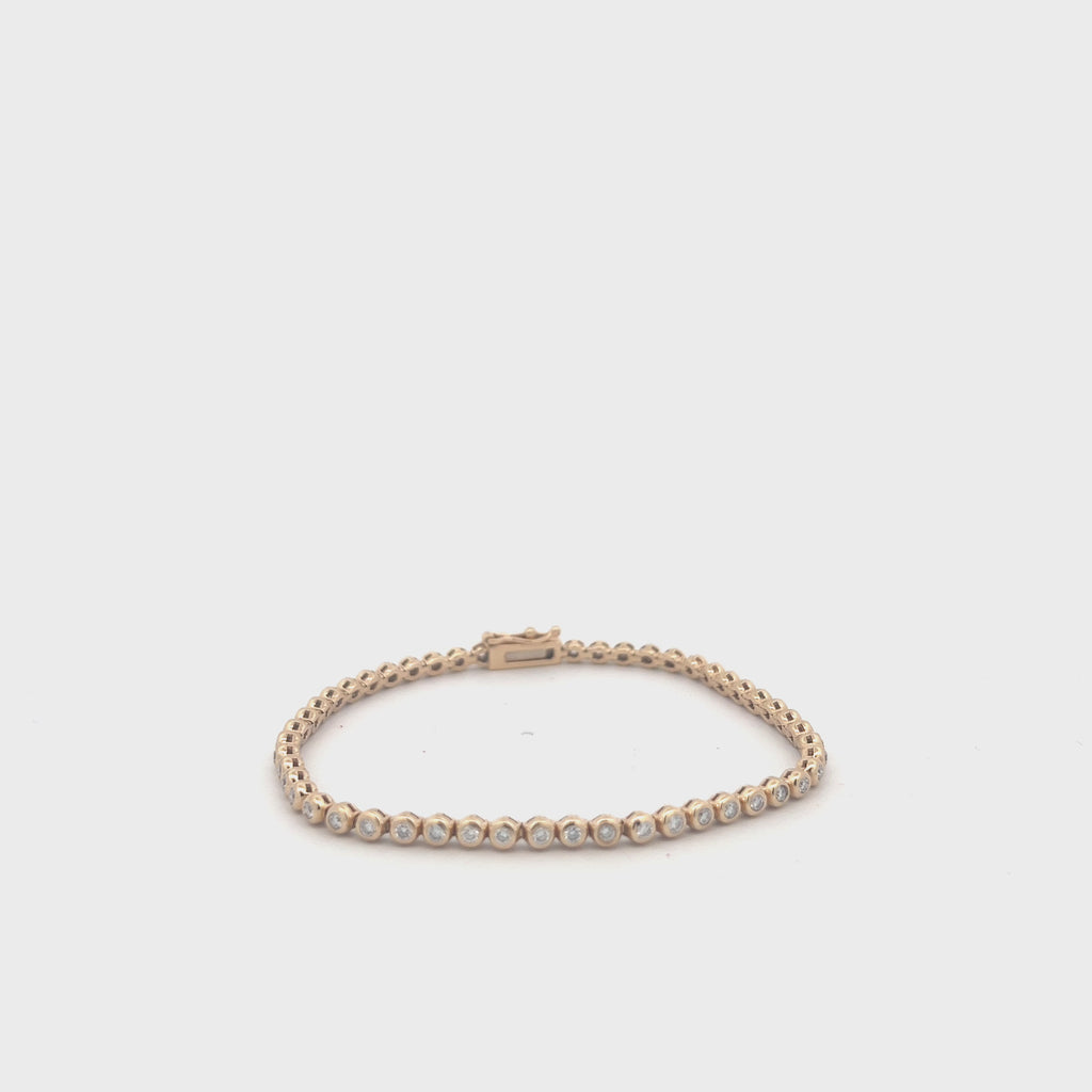 Lab Grown Diamond Tennis Bracelet (1.00 ct.) Bezel Setting in 14K Gold