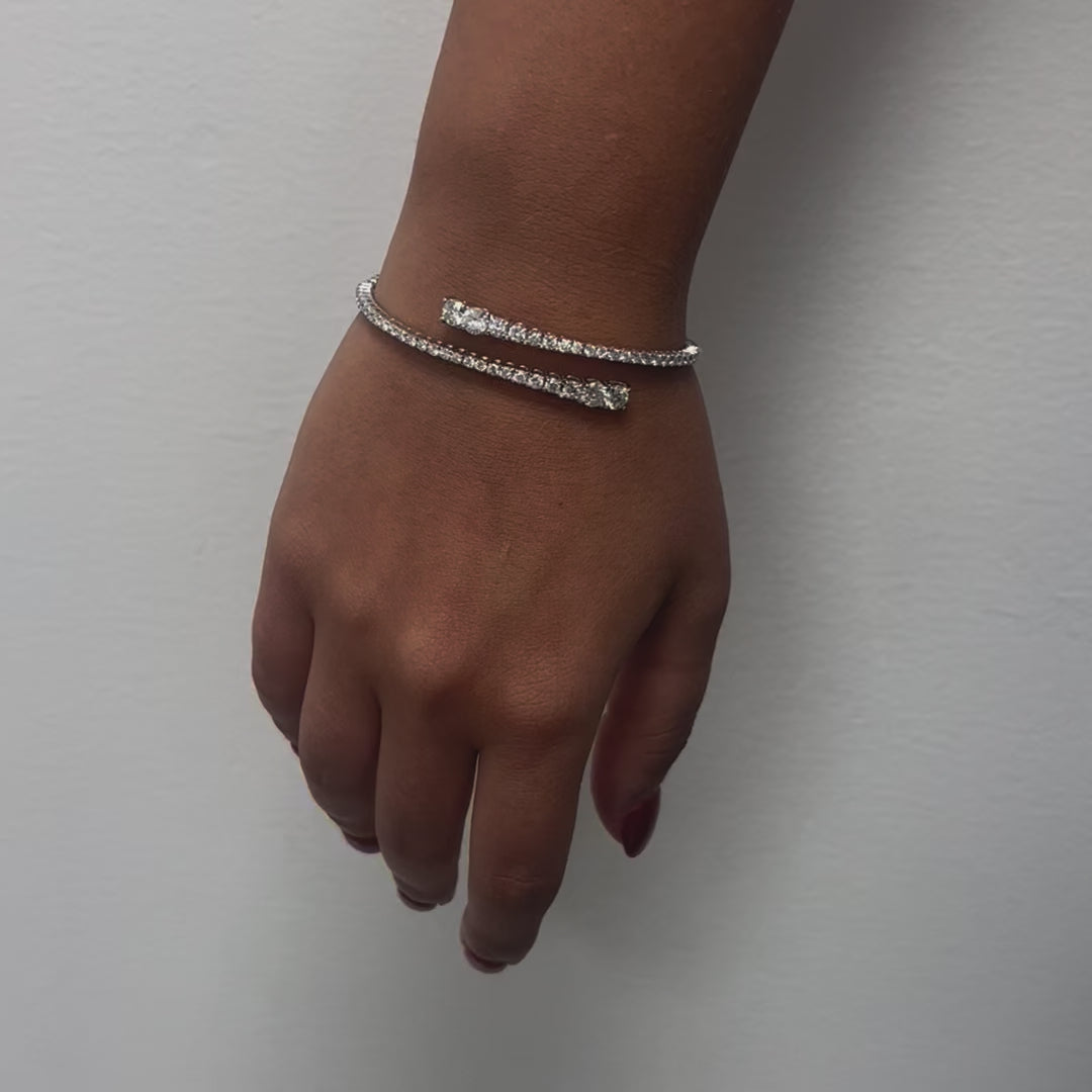 Spiral Flexible Graduated Diamond Bangle Bracelet (3.50 ct.) 4-Prongs Setting in 14K Gold