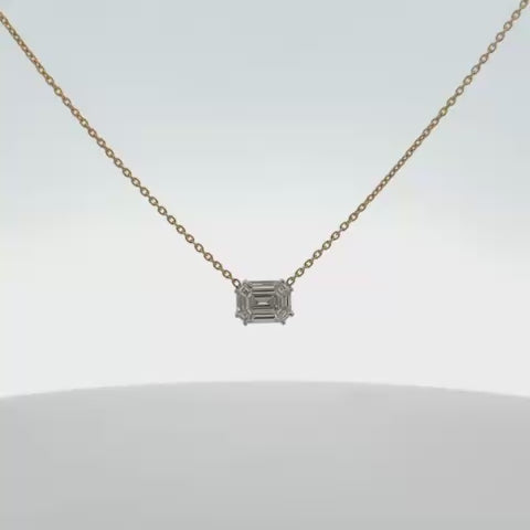 Illusion Emerald Cut Shape Diamond Necklace (0.40 ct.) in 14K Gold