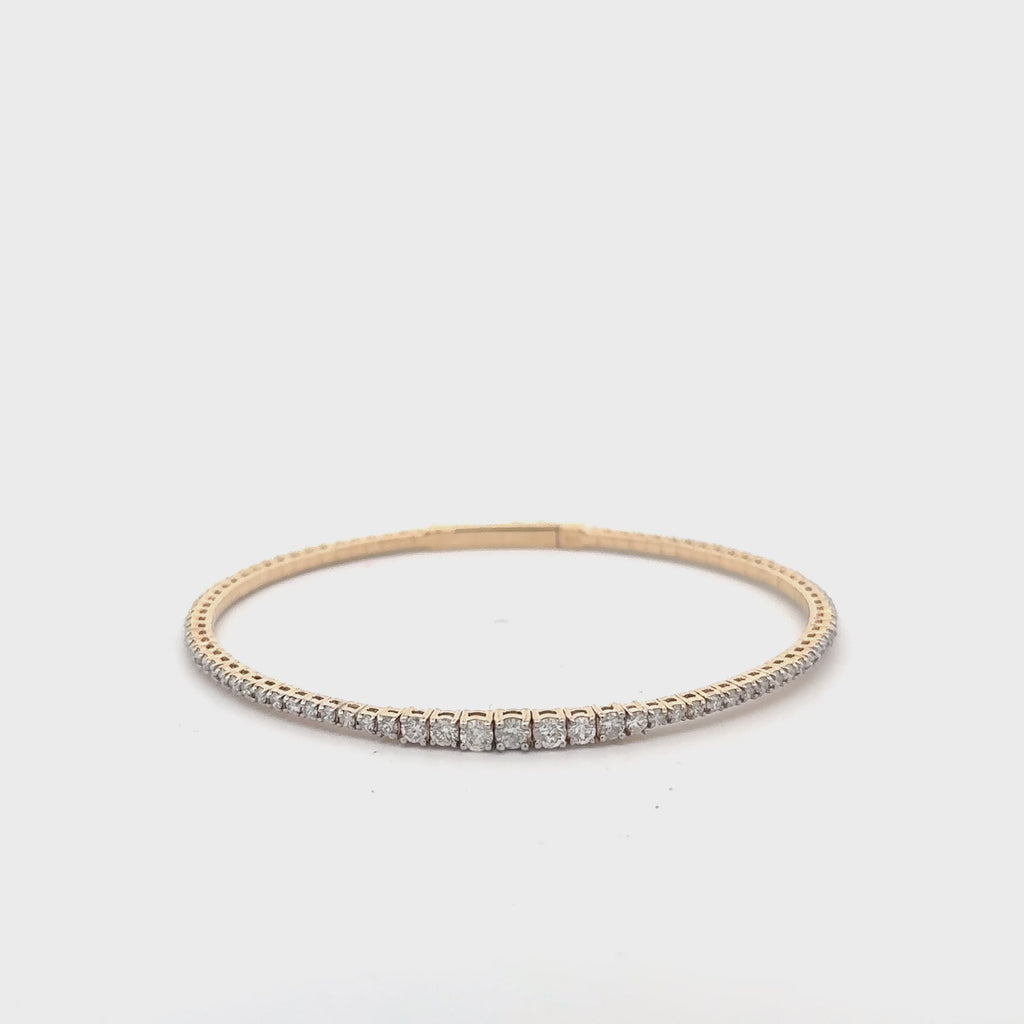 Ready to Ship Graduated Diamond Thin Flexible Bangle Bracelet Cuff (1.65 ct.) in 14K Gold