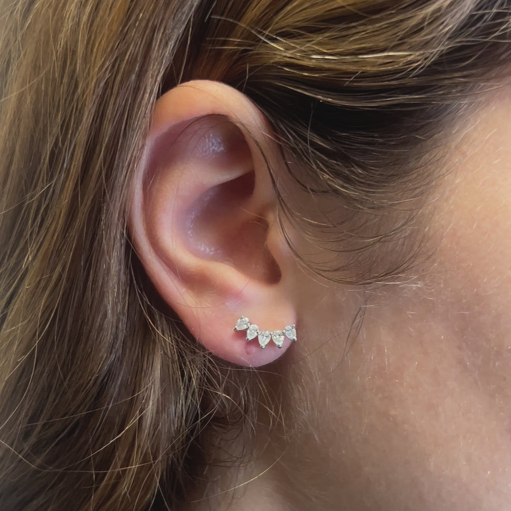 Pear Shape Diamond Curve Earrings (0.70 ct.) in 14K Gold