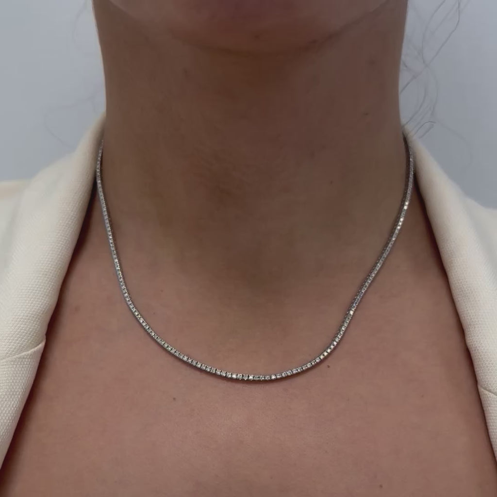 Ready to Ship Diamond Tennis Necklace (2.50 ct.) 1.3 mm 4-Prongs Setting in 14K Gold, Made in Italy