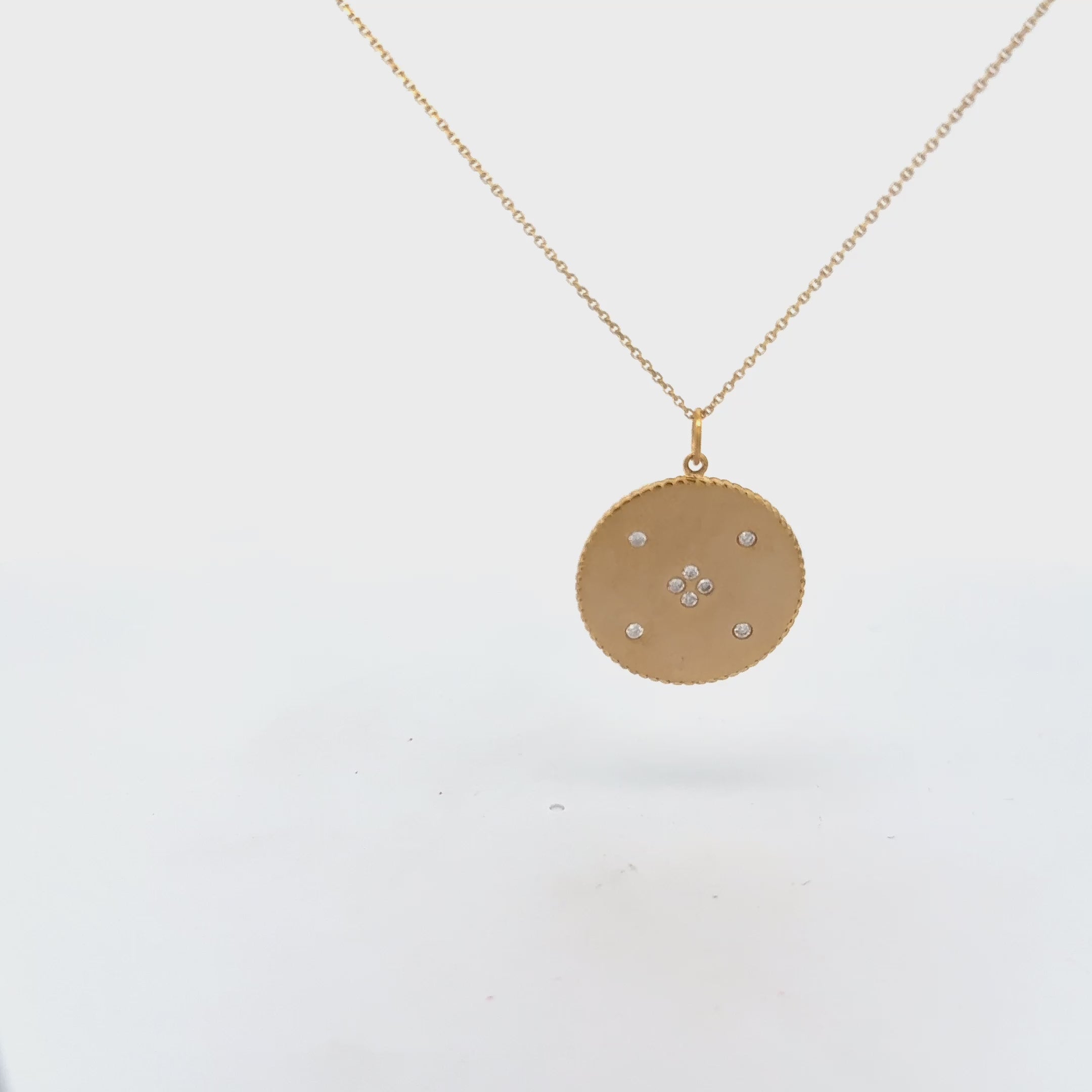 Diamond Medallion Coin Pendant Necklace (0.27 ct.) in 14K Gold
