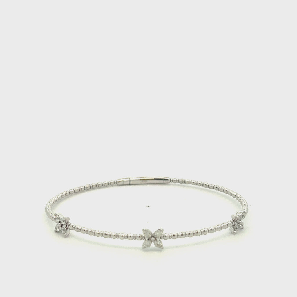 Marquise Flower Diamond Flexible Bangle Bracelet (0.40 ct.) in 14K Gold