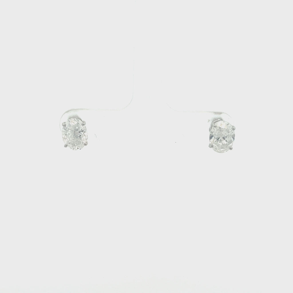 Diamond Oval Shape Studs Earrings (3.05 ct.) in 14K Gold