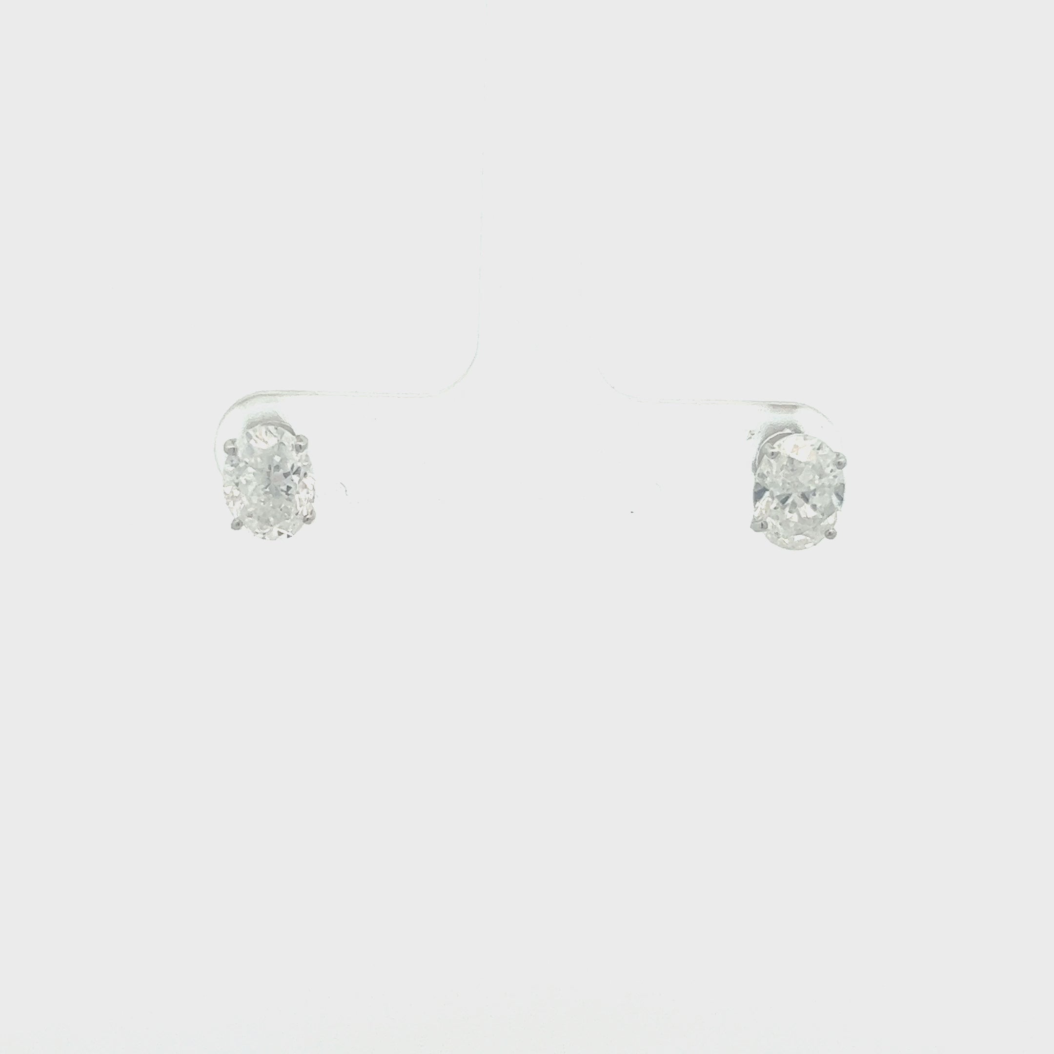 Diamond Oval Shape Studs Earrings (3.05 ct.) in 14K Gold