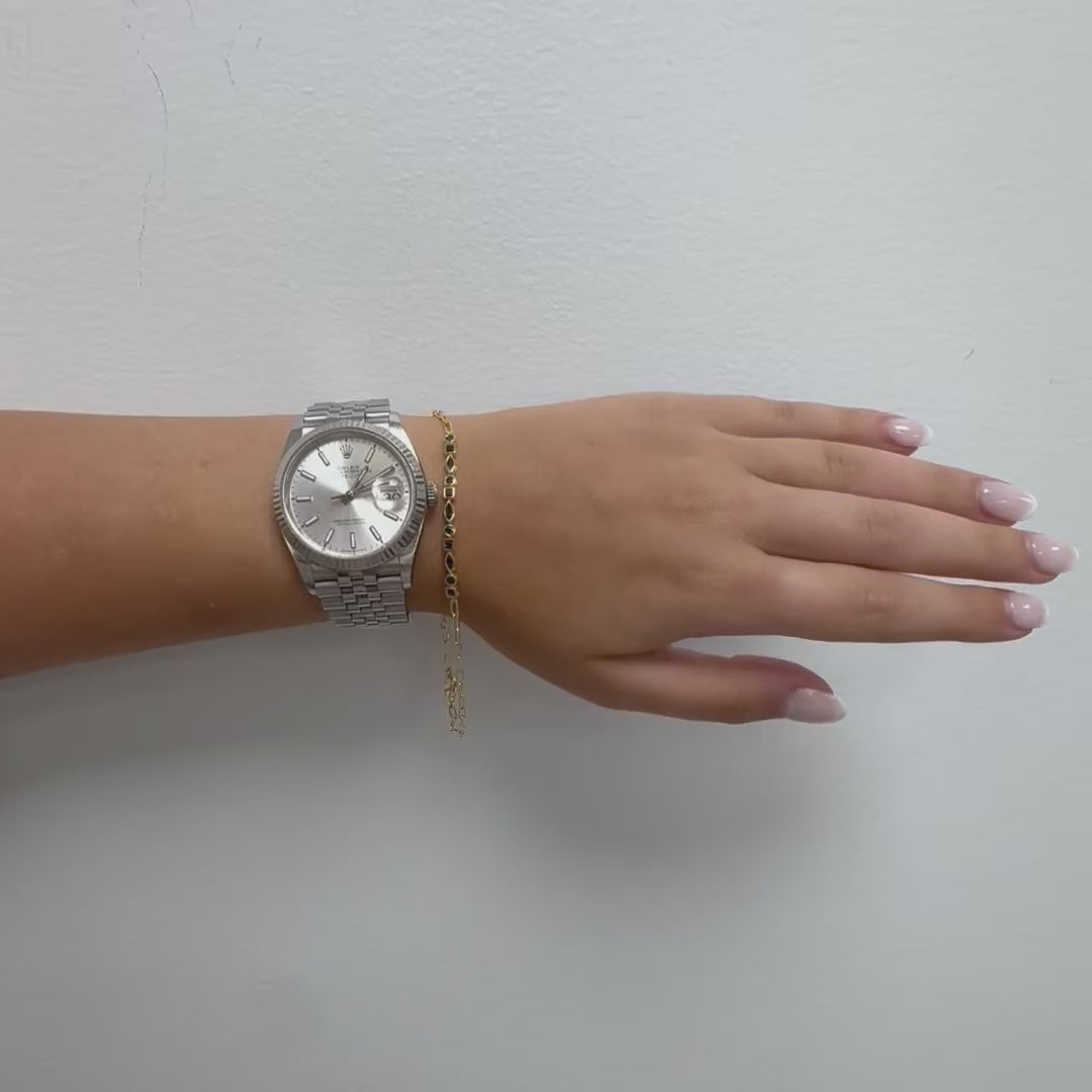 Multi Shape Sapphire Bezel Setting and Paper Clip Chain Bracelet (0.90 ct.) in 14K Gold