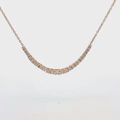 Graduated Diamond Bar Necklace (1.00 ct.) 4-Prongs Setting in 14K Gold