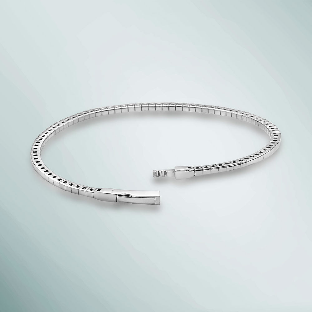 Half Way Flexible Diamond Thin Stackable Bangle Bracelet Cuff (1.00 ct.) in 14K Gold