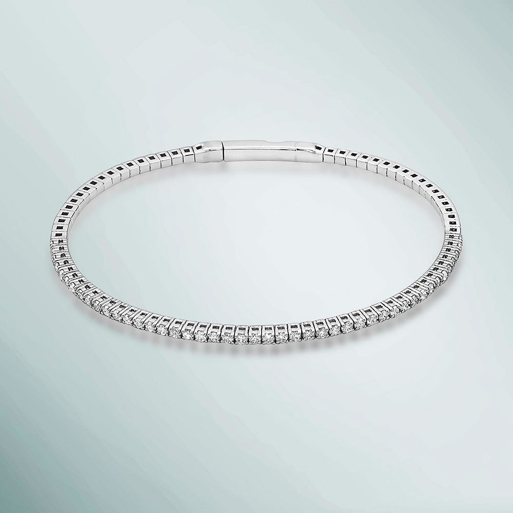 Half Way Flexible Diamond Thin Stackable Bangle Bracelet Cuff (1.00 ct.) in 14K Gold